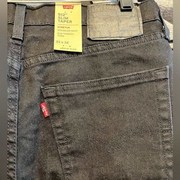 Levi’s 512 Slim Taper Stretch  Flex Men’s Black Jeans 33x32 NWT - Picture 9 of 16